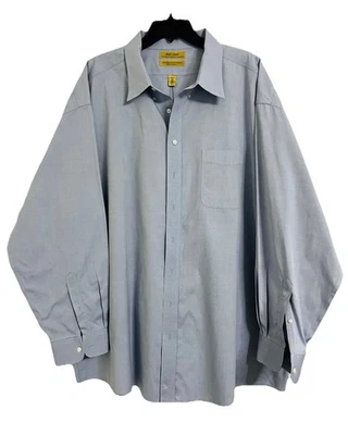 Camisa de Vestir Roundtree & Yorke Etiqueta Dorada 20/37 Alto Azul Años 80 Sin Plancha Pinpoint Foto 1 de 4