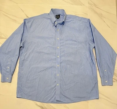 Jos A Bank Traveler’s Collection Men’s Shirt XL Blue Pinstripe Long Sleeve Butto - Image 1 of 4
