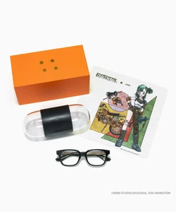 JINS x Dragon Ball Eyeglasses Glasses Son Goku Model Black Frame with Case NEW - Picture 1 of 15