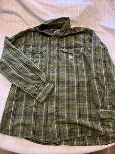 Carhartt Button Down 3 XL grünes Langarm kariertes Hemd #0487 - Bild 1 von 7