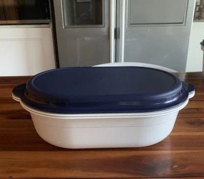 Tupperware Thermo Sieb Servier Set,Blau/ Weiß 3 Teilig 4L, 33cm.Lx21cm.Bx13cm.H - Bild 1 von 4