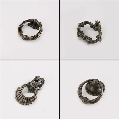 2/5/10Pc Antique Bronze Door Pull Handle Dresser Knob Drop Ring Pull Drawer Knob - Image 1 of 4