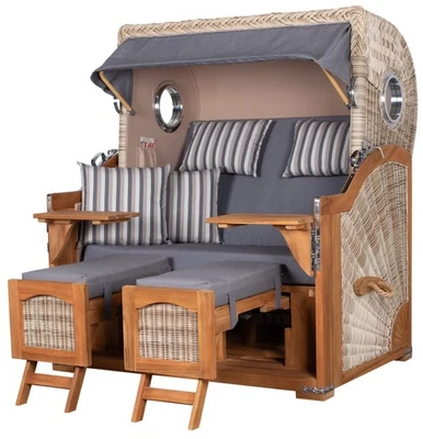 Strandkorb-Set Ammersee Grande XL Teak - PE shell - Modell 544 - Liftersystem - Bild 1 von 4