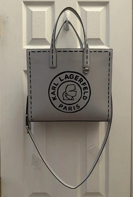 Bandolera grande de cuero KARL LAGERFELD Paris Nouveau AZUL HIELO + Bolso antipolvo Foto 1 de 4