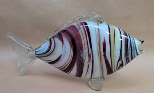 Vintage Romanian Glass Multi Coloured Hand Blown Fish Sculpture Figurine 13.5" A - Picture 1 of 9