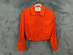 Anthropologie Cartonnier Jacket Womens XS Petite Orange Crop Floral Jacquard - Picture 1 of 12