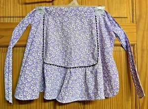 Vintage Handmade Purple Floral Woman's Cotton Half Apron - Farmhouse Kitchen - Picture 1 of 5