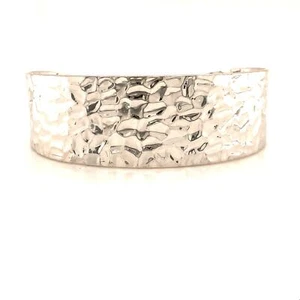 Vintage signiert Sterling Elle gehämmert gemustert Granat Akzent breite Manschette Armband 7 - Bild 1 von 11