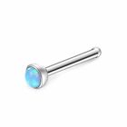 Opal Set Nose Stud Pin Hook Right Angle Piercing Jewellery Surgical Steel