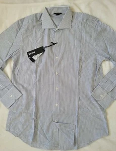 Men's Just Cavalli shirt blue/white stripe size 17" new - Picture 1 of 8