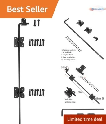 Cane Bolt Steel 36 Inch Heavy Duty Gate Locking Rod Easy Install Secure Use - Image 1 of 4