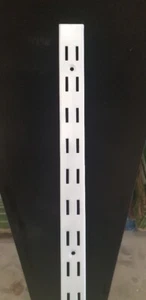10 x Wall Strip Shelving Double Slot Strips 2.1H White Cheap Shop Fittings - Picture 1 of 1