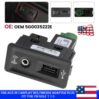 5G0035222E For VW Golf 7 7.5 MIB2 CarPlay MDI USB AUX Switch Control AMI Adapter - Image 1 of 4