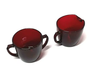 Vintage Glass Cream and Sugar Set Sets Ruby Red Creamer - Picture 1 of 3