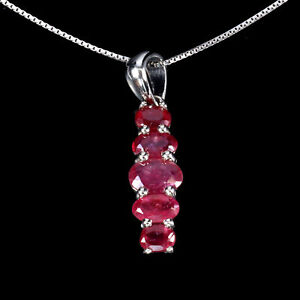 Heated Oval Red Ruby 6x4mm Gemstone 925 Sterling Silver Jewelry Necklace 18 Ins
