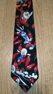 Looney Tunes Toons Characters - Mens Tie - 100% Silk - Bugs Taz Red Fudd Cartoon - Picture 1 of 7