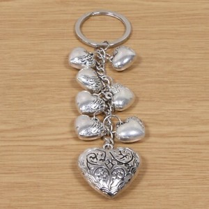 Valantines Key Chain Key Ring Lucky Charms Hearts Silver Metal ONLY 