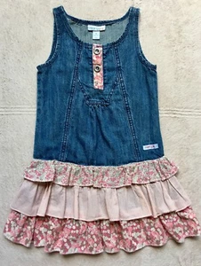 Naartje Mädchen Blumen und Jeanskleid, Größe 3 Kleinkind, ärmellos, Knöpfe, gebraucht, in einwandfreiem Zustand - Bild 1 von 8