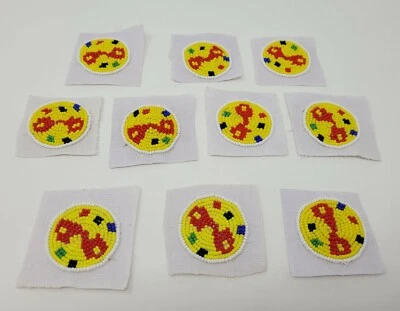 10 VTG Round Glass Seed Bead Tribal Native Craft Mandala Appliques Patches - Image 1 of 4