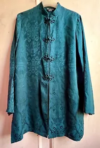 Lovely *MONSOON* Petrol Blue 100% Silk Floral Oriental Embroidered Jacket 10 - Picture 1 of 9