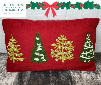 Threshold Decorative Throw Pillow Christmas Tree Design Rectangular 12" x 20" - Image 1 of 4