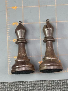 (B16) VINTAGE CAVALIER CHESS TOURNAMENT EDITION Weighted Pieces - 2 Brown Bishop - Picture 1 of 4