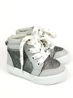 Gymboree Girls Grey Glittery High Top Sneaker Baby Size 4 - Image 1 of 4
