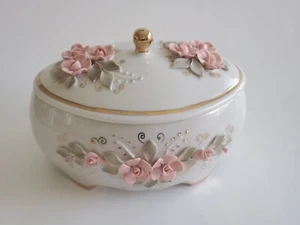 Vintage Russia Fenix Kislovodsk Porcelain Handmade Trinket Candy Box Sugar Bowl - Picture 1 of 9