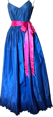 Blue Morty Sussman /Millie Parnis Boutique VTG 50s Gown & Jacket Pink Sash SZ M - Image 1 of 4