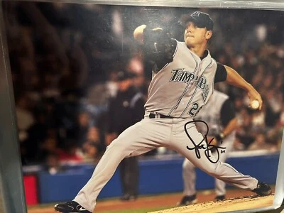 Foto 8x10 auto firmada a mano por Scott Kazmir en persona Tampa Bay Rays Pitcher GTP Foto 1 de 2