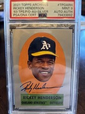 2021 Topps Archives Rickey Henderson ‘63 Topps Silver Auto /99 PSA 9 