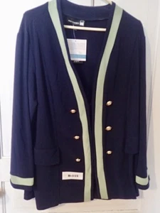 ANTTHONY Ladies Womens  Classy Blue Blazer with Avocado Accents Size XL USA NWT - Picture 1 of 12