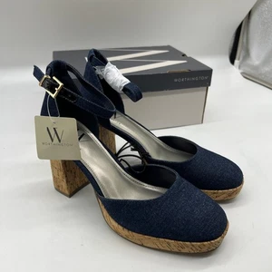 Worthington Womens Panama Block Heel Pumps Denim Size 6 - Picture 1 of 9