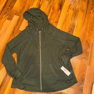 Moletom com capuz Calvin Klein Performance feminino 2X zíper completo verde claro novo com etiquetas - Imagem 1 de 4