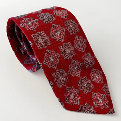 Corbata DAVID DONAHUE Para Hombre Seda XL EE. UU. Diseñador de Lujo Geométrica Roja Usada en Excelente Condición Foto 1 de 4