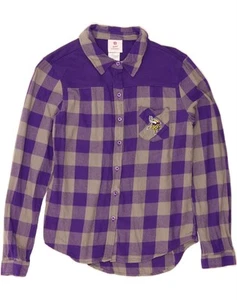 NFL Girls Flannel Shirt 7-8 Years Medium Purple Check Cotton AE05 - Picture 1 of 3