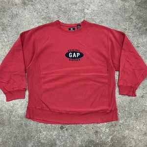 VINTAGE GAP Sweatshirt Mens Medium Red Athletic Classic Distressed Made USA 90s - Picture 1 of 11