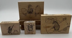 STAMPA Rosa Rubber Stamps House Mouse Designs Lot Of 4 Vintage 1998, 1999, 2002 - Picture 1 of 9