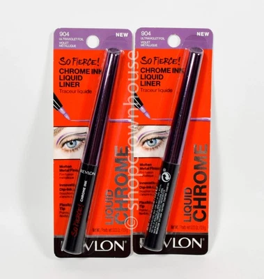 2 Revlon So Fierce Chrome Ink Liquid Eyeliner #904 Ultraviolet Foil - Image 1 of 2