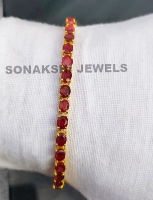 Ruby Gemstone Silver Bracelets 925 Sterling Silver Handmade Design Bracelet - Image 1 of 4