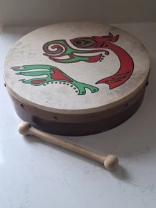 12.5" Celtic Bodhran & Beater Dragon Mythical Creature Ireland - Picture 1 of 10