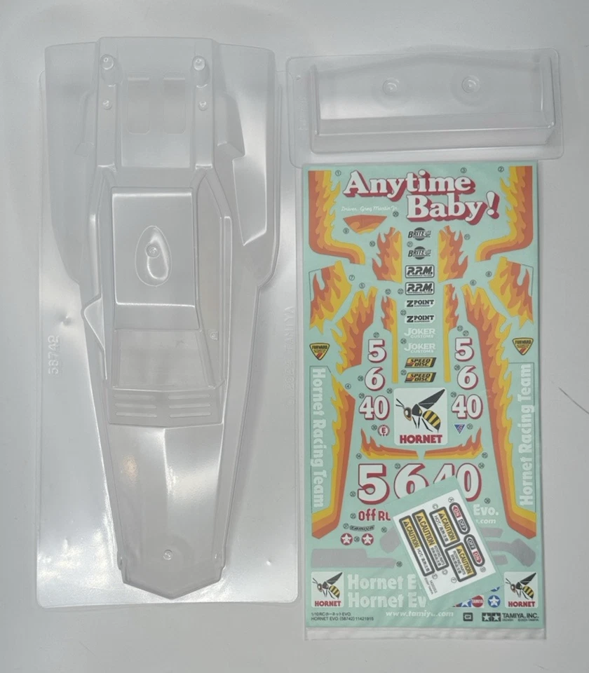 Tamiya Hornet EVO 58742 Clear Body, Wing & Sticker Set Replacement Parts - Image 1 of 1