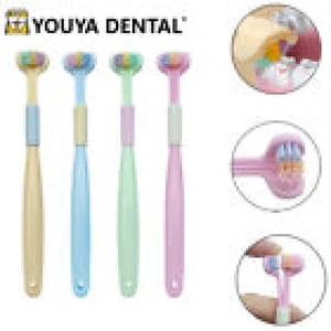 Cepillo de dientes suave de tres lados para bebé cuidado de la salud bucal niños cepillo de dientes de limpieza 360° - Imagen 1 de 16