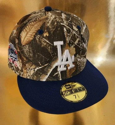 LA Dodgers MLB Real Tree 100 Year Anniversary Patch New Era Size 7 5/8 Hat  - Image 1 of 4