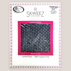 NEW Skweez Couture by Jill Zarin Control Top Black Pattern Tights - 7800 | Sz M - Picture 1 of 4
