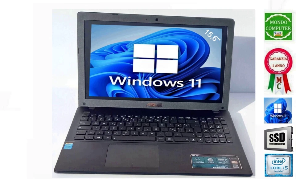 PORTATILE NOTEBOOK ASUS P550L CPU INTEL CORE i5 4200U WINDOWS 11 PRO - Immagine 1 di 1