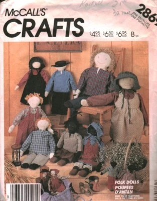 2869 Vintage McCalls Sewing Pattern Doll Clothes Stuffed 10-32" Folk Doll Rustic - Image 1 of 2