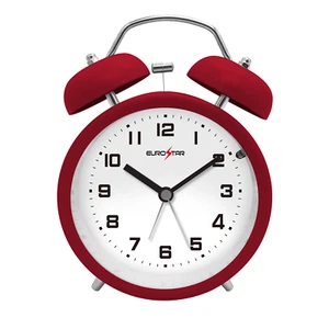 EUROSTAR C521L Twin Bell Alarm Clock with Nightlight, Red - Picture 1 of 2