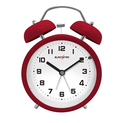 EUROSTAR C521L Twin Bell Alarm Clock with Nightlight, Red - Image 1 of 2
