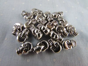 9MM Tibetan Silver Skull Beads with One Large Threading Hole - Picture 1 of 1